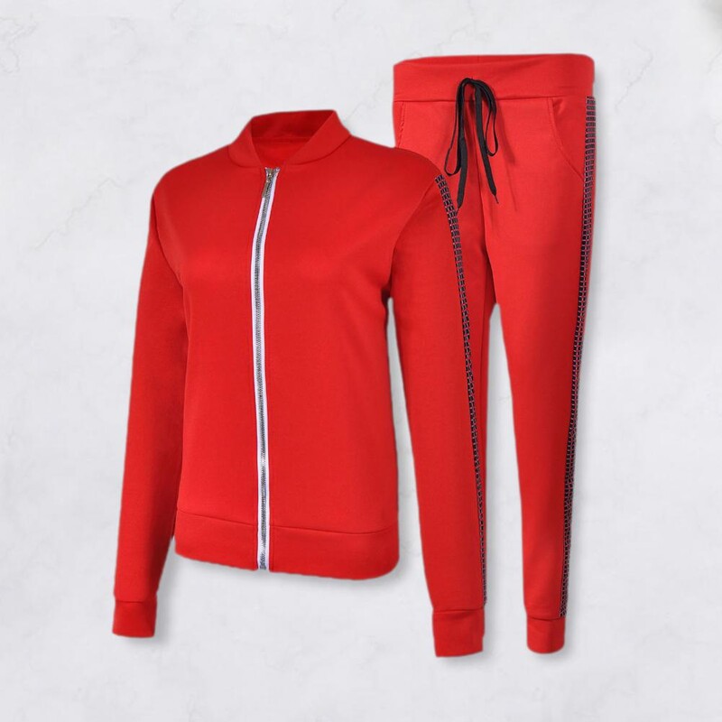 Dámska tepláková súprava, štýlová dámska tepláková súprava s rolákom, bodkovanou potlačou, mikina so sťahovacou šnúrkou, slim fit športová súprava do posilňovne