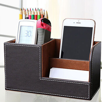 Desktop Storage Box Πολυλειτουργική θήκη για στυλό Creative Organizer Box for Office Home Μαύρη θήκη τηλεχειριστηρίου PU