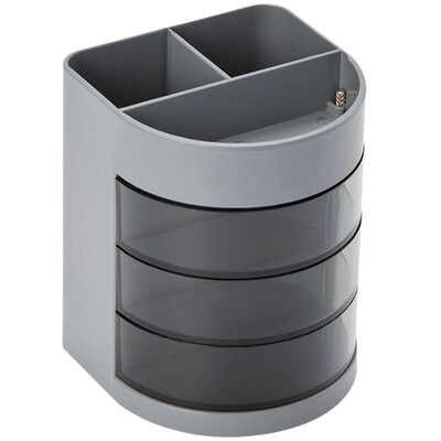 Daudzfunkcionāli pildspalvu organizētāji ar 3 caurspīdīgu, grozāmu atvilktni, viegli pieejamu vietu taupošu zīmuļu turētāju biroja galda organizētājiem