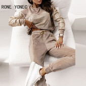 Női szív mintás kerek nyakú hosszú ujjú rugalmas derék flitterek dekoráció sportos pulóver nadrág szett