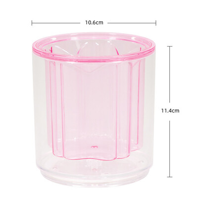 Kawaii acrylic color stitching rotatable pen holder stationery storage box acrylic table bedroom storage box school stationery