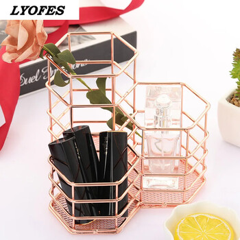 Desk Organizer Αξεσουάρ αποθήκευσης πινέλο μακιγιάζ Βάση για στυλό Μολύβι Γλάστρα Μαρκαδόρος Στυλόθήκη Rose Gold Δοχείο χαρτικής