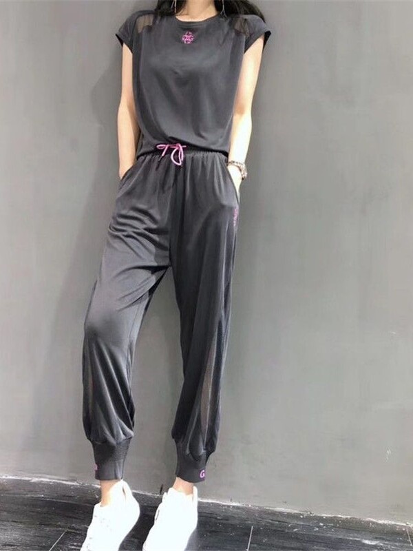 Γυναικεία Σετ φόρμας Καλοκαιρινή Νέα Μόδα Ξένο στυλ Κοντό μανίκι Harlan Slim Casual Αθλητικό κοστούμι δύο τεμαχίων Γυναικεία αθλητικά ρούχα