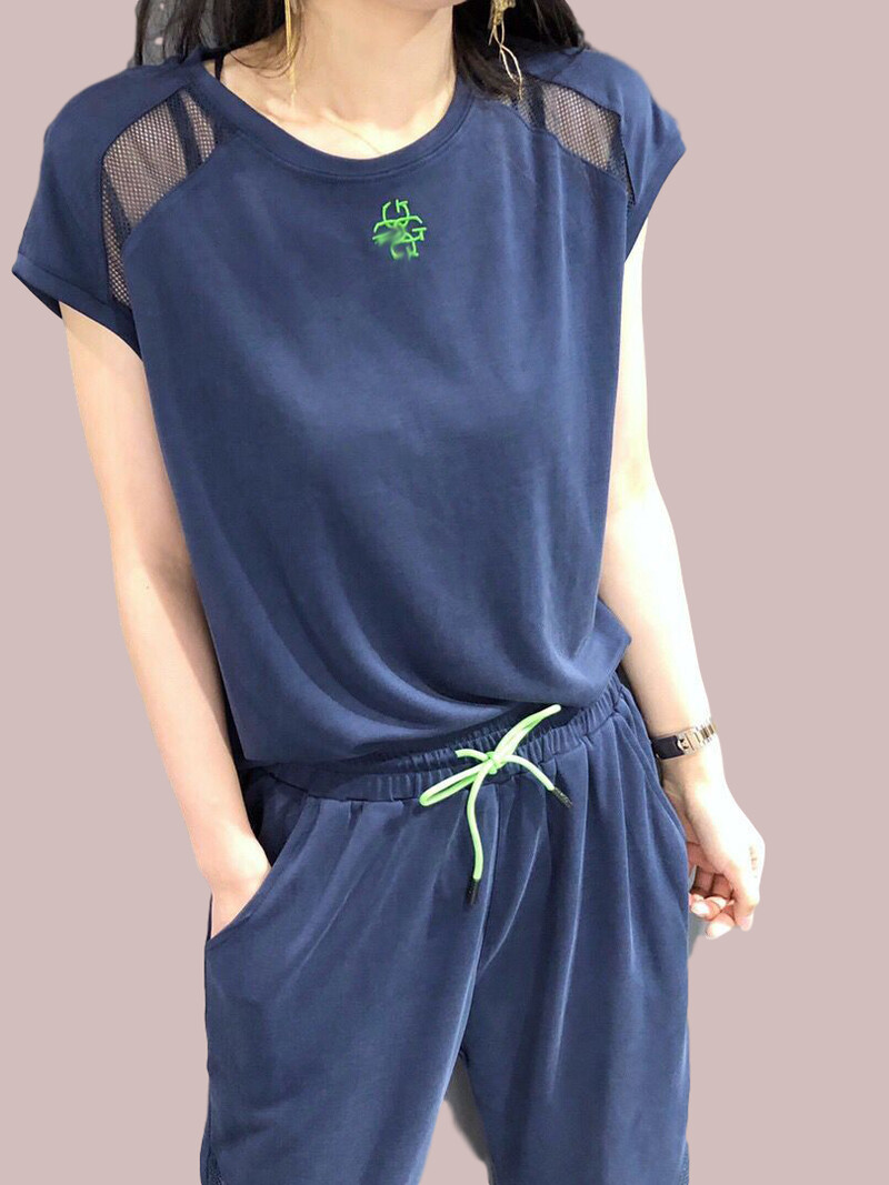 Γυναικεία Σετ φόρμας Καλοκαιρινή Νέα Μόδα Ξένο στυλ Κοντό μανίκι Harlan Slim Casual Αθλητικό κοστούμι δύο τεμαχίων Γυναικεία αθλητικά ρούχα