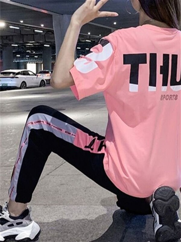 Jednodijelni/odijelo Nova sportska odjeća 2022. Ženska ljetna modna korejska verzija Komplet široke i ležerne trenirke Odjeća za trčanje