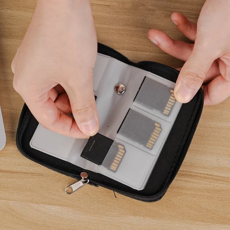 Atminties kortelės laikymo krepšys nešiojimo dėklo laikiklis Piniginė 22 lizdai CF / SD / Micro SD / SDHC / MS / DS žaidimų priedams atminties kortelių dėžutė