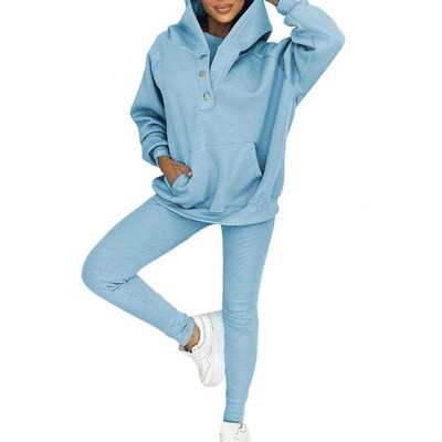 Sieviešu trīsdaļīgs uzvalks, mājīgs, stilīgs, 3-daļīgs rudens ziemas kapuces vestes bikses komplekts sievietēm silts treniņtērps sporta apģērbs ar plāksteri