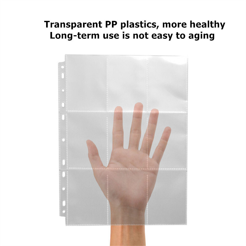 10 gab/komplekts karšu aizsarguzmavas 9 kabatas spēļu tirdzniecības karšu albums fotokartes turētājs uzlīmēm zīmogiem karšu lapu glabāšana