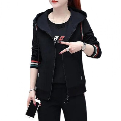 3 τμχ/Σετ Μοντέρνο Φούτερ Γιλέκο Παντελόνι Κοστούμι Αθλητικά Φούτερ Φούτερ Γιλέκο Σετ Παντελόνι Εκτύπωση Θερμική Ελαστική μανσέτα Γυναικεία φόρμα