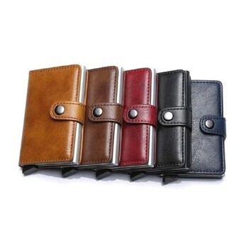 Θήκη πιστωτικής κάρτας ταυτότητας με Hasp Wallet Men Anti Rfid Blocking Protected Magic PU Δερμάτινη Μίνι θήκη για πορτοφόλια για μικρά χρήματα