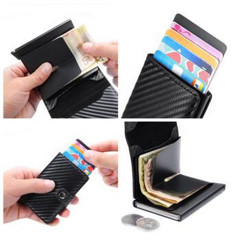 Θήκη πιστωτικής κάρτας ταυτότητας με Hasp Wallet Men Anti Rfid Blocking Protected Magic PU Δερμάτινη Μίνι θήκη για πορτοφόλια για μικρά χρήματα