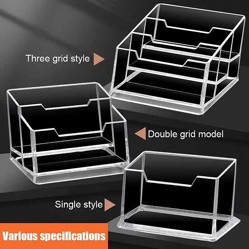 Caurspīdīgs vizītkaršu turētājs akrila displeja statīvs kastīte rakstāmgalda uzglabāšanas plaukts plastmasas darbvirsma vietas karšu turētājs biroja piederumi