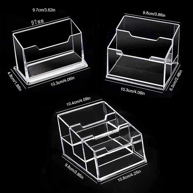 Caurspīdīgs vizītkaršu turētājs akrila displeja statīvs kastīte rakstāmgalda uzglabāšanas plaukts plastmasas darbvirsma vietas karšu turētājs biroja piederumi