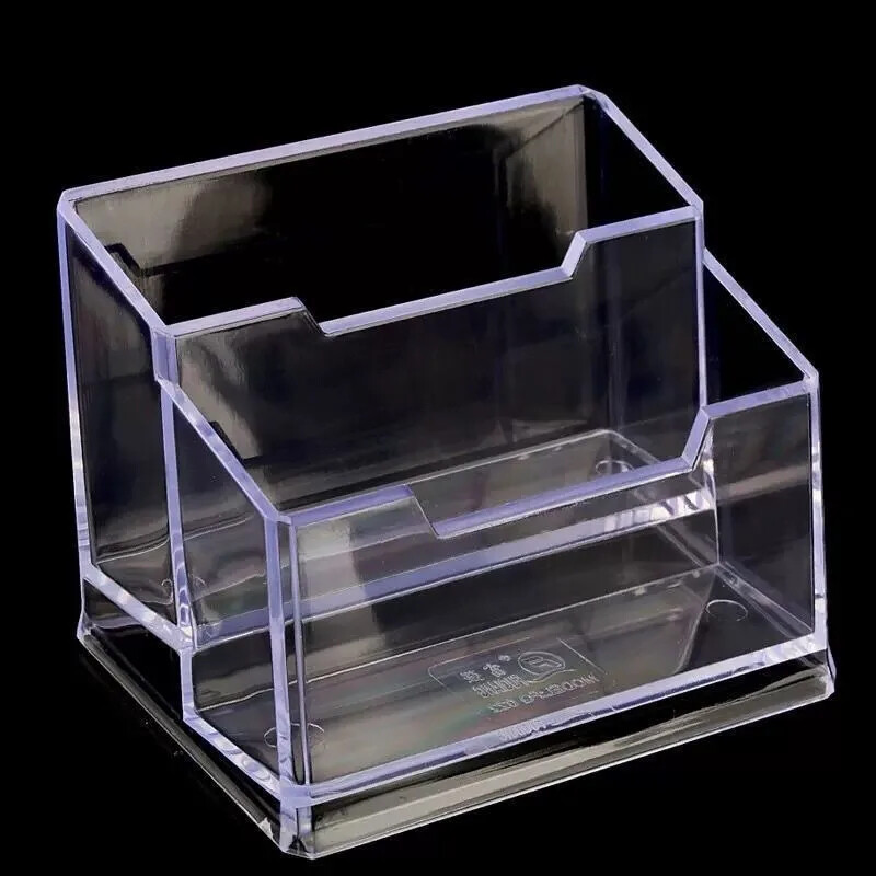 Caurspīdīgs vizītkaršu turētājs akrila displeja statīvs kastīte rakstāmgalda uzglabāšanas plaukts plastmasas darbvirsma vietas karšu turētājs biroja piederumi