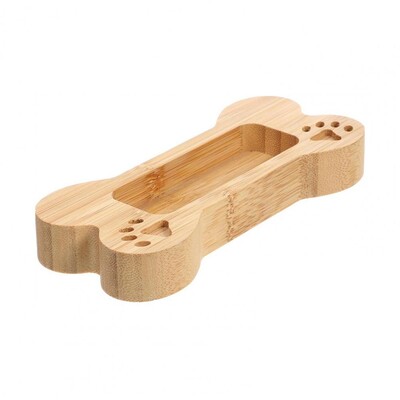 Suport pentru cărți de vizită de birou, în formă de os de câine, curbat, gros, din lemn, anti-alunecare, suport de afișare pentru carduri de spital, organizator de carduri de birou