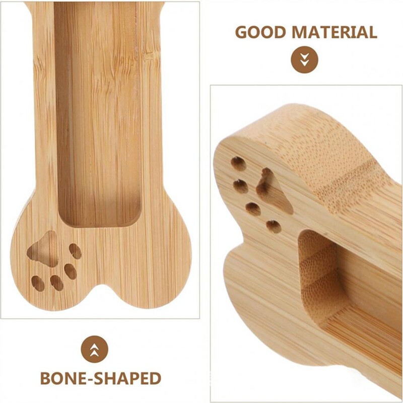 Suport pentru cărți de vizită de birou, în formă de os de câine, curbat, gros, din lemn, anti-alunecare, suport de afișare pentru carduri de spital, organizator de carduri de birou