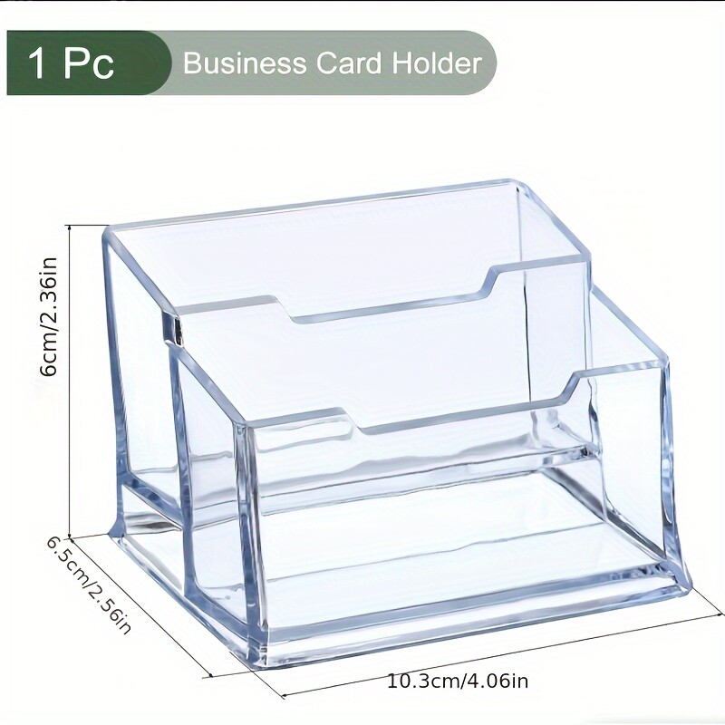 Акрилен държач за визитки с 2 слота - Издръжлив настолен органайзер за най-важните неща в офиса и на рецепцията