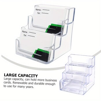 Διαφανές κουτί επαγγελματικών καρτών, τέσσερις θήκες, προμήθειες οργάνωσης επαγγελματικών καρτών επιτραπέζιου υπολογιστή