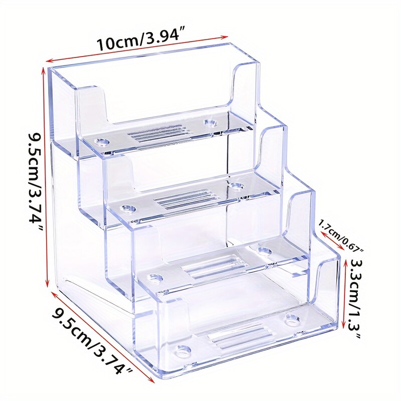 Прозрачна кутия за визитки, четири отделения, консумативи за настолен органайзер за визитки