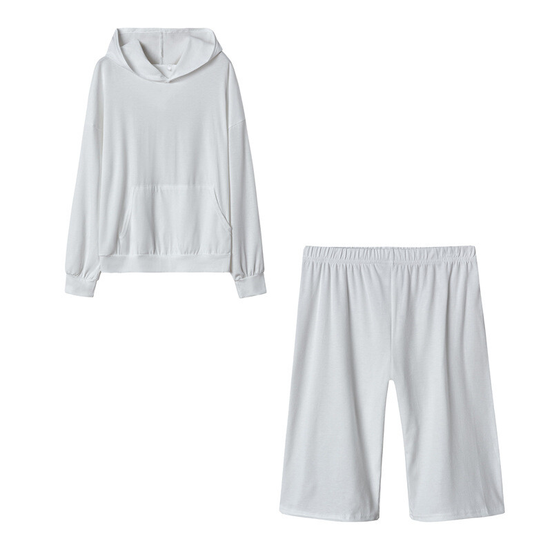 Sieviešu vilnas divdaļīgie komplekti Eleganti vienkrāsaini lielizmēra siltie kapuciņi un garās bikses sporta tērps rudens ziemas treniņtērps