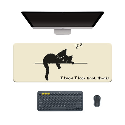 Mouse Pad Cat Kawaii Anime Xxl rakstāmgalda paklājiņš Peles paliktnis Liels spēļu peles paliktnis Datora neslīdošs galda galda paklājiņš birojam un mājām 80X30CM