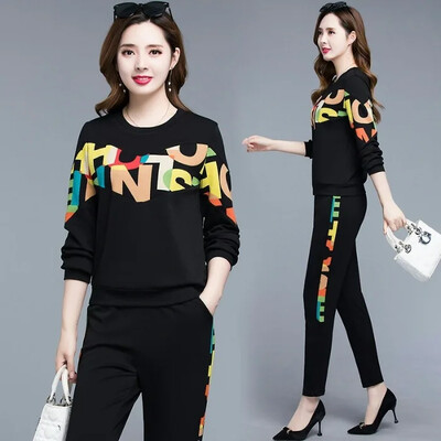 2024. gada pavasaris, jauns sieviešu ikdienas uzvalks sporta krekls, mazi apavi, divdaļīgs sporta komplekts, brīvi pieguļošs vāks, vēders korejiešu stilā