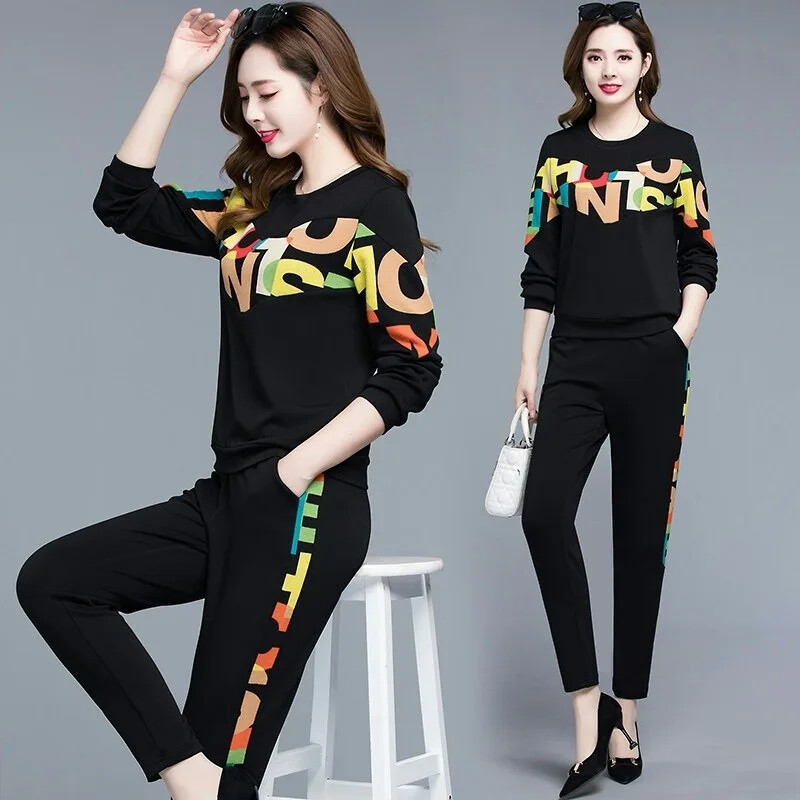 2024. gada pavasaris, jauns sieviešu ikdienas uzvalks sporta krekls, mazi apavi, divdaļīgs sporta komplekts, brīvi pieguļošs vāks, vēders korejiešu stilā