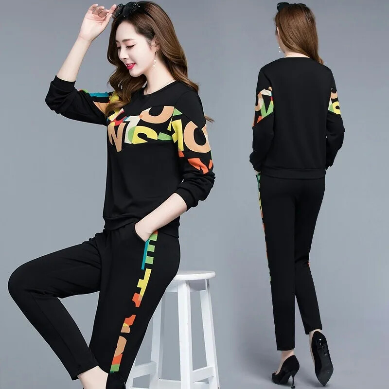 2024. gada pavasaris, jauns sieviešu ikdienas uzvalks sporta krekls, mazi apavi, divdaļīgs sporta komplekts, brīvi pieguļošs vāks, vēders korejiešu stilā