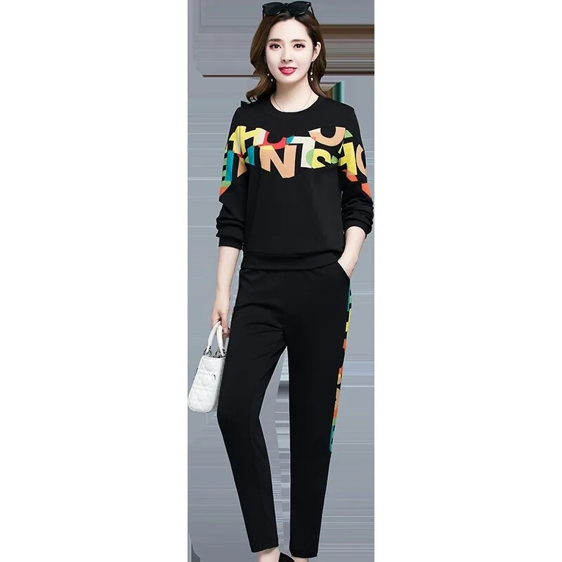 2024. gada pavasaris, jauns sieviešu ikdienas uzvalks sporta krekls, mazi apavi, divdaļīgs sporta komplekts, brīvi pieguļošs vāks, vēders korejiešu stilā