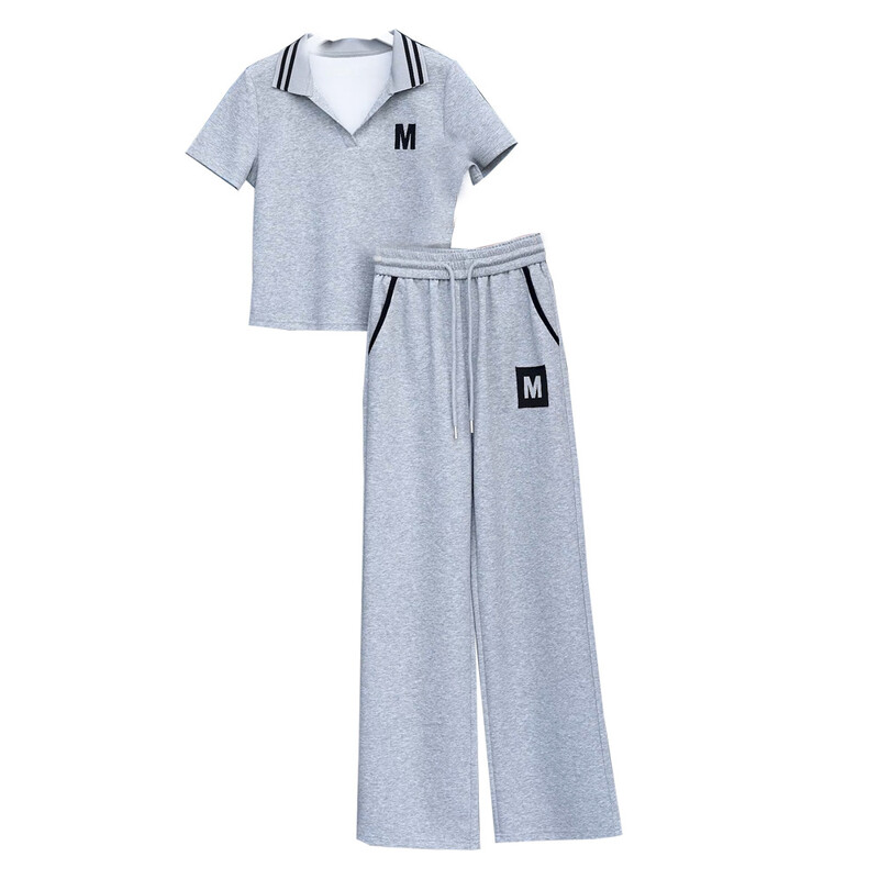 Športový ležérny set pre ženy, nový módny a trendy set s internetovými celebritami, ležérne široké nohavice, dvojdielny set