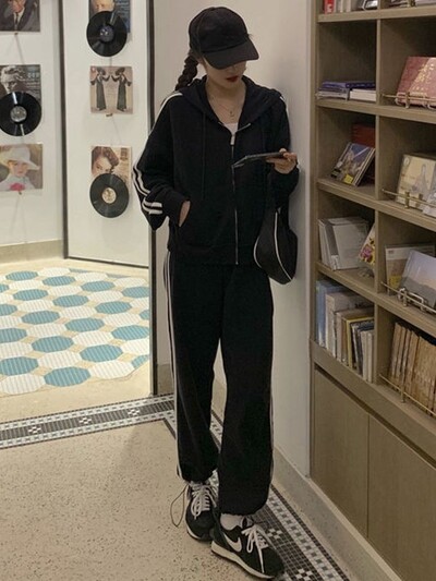 Sportsko odijelo Ženski jesenski/zimski kaput Studentska široka majica s kapuljačom + trenirke Ležerna dvodijelna odjeća za trčanje Komplet joggers