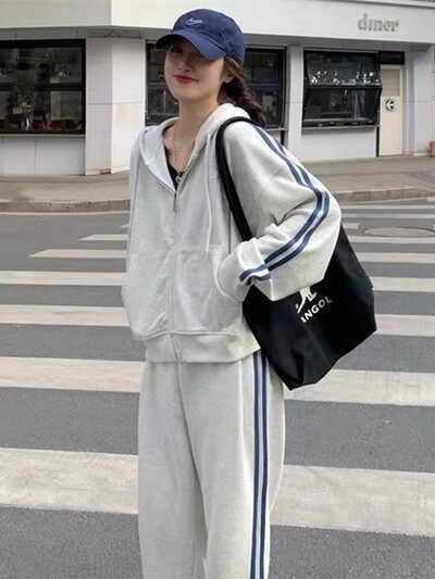 Sportsko odijelo Ženski jesenski/zimski kaput Studentska široka majica s kapuljačom + trenirke Ležerna dvodijelna odjeća za trčanje Komplet joggers