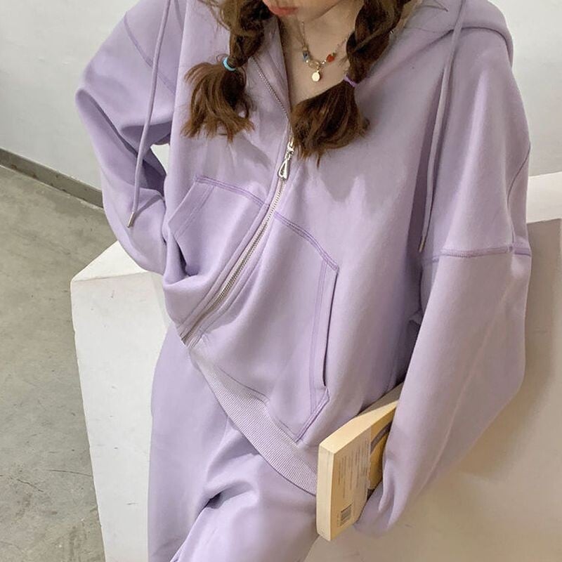 Trening pentru femei, toamnă, nou pulover cu glugă, top cu fermoar, cardigan, jachetă, pantaloni pentru picioare, pentru student, costum sport confortabil din două piese