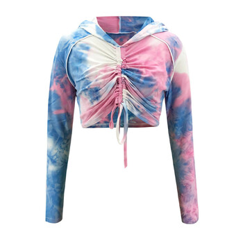 Спортни костюми с качулка Tie Dye Дамски подходящи комплекти Секси клубни модни тоалети от 2 части Комплект топ и къси панталони Дамски ежедневни комплекти#g30