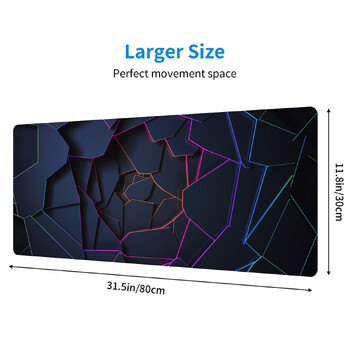 Cool Geometric Light Mouse Pad Desk Pad Extended Mouse Mat Μεγάλο μεγάλο πληκτρολόγιο υπολογιστή Επιτραπέζιο ματ Επιφάνεια εργασίας με αντιολισθητική βάση και