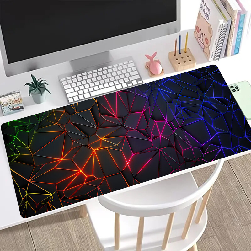 Cool Geometric Light Mouse Pad Pad de birou Covor de mouse extins Tastatură mare de computer Covoraș de birou Pad de birou cu bază anti-alunecare și