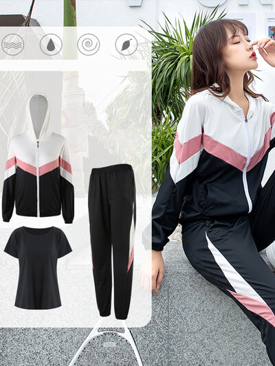 Korejas Juicy Couture treniņtērps jauns jogas apģērbs sievietēm, brīvs, ātri žūstošs harēma bikses, skriešana, sports, fitness, 4 daļīgs sieviešu tērps