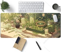 Covoraș de birou Green Gardener Anime Forest XL Mouse Pad pentru jocuri cu margini cusute Decor de birou pentru femei pentru birou, 31,5 x 11,8 inci