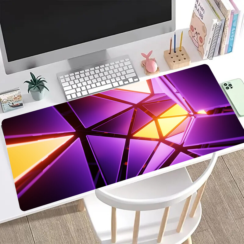 Cool Geometric Light Mouse Pad Pad de birou Covoraș de mouse extins Tastatură mare de computer Covoraș de birou Pad de birou cu bază anti-alunecare și