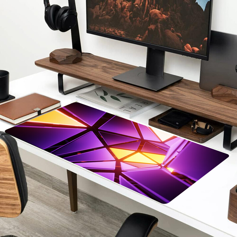 Cool Geometric Light Mouse Pad Pad de birou Covoraș de mouse extins Tastatură mare de computer Covoraș de birou Pad de birou cu bază anti-alunecare și