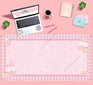 Drăguț roz carouri Strawberry Milk Gaming Birou Pad Kawaii Tastatură mare XXL Laptop Mousepad Decor de birou pentru femei 31,5x11,8 inch