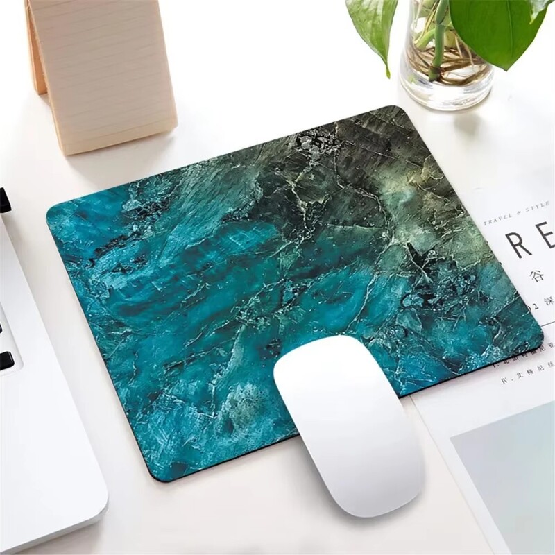 Mramorová podložka pod myš v severskom štýle, malá podložka pod myš pre počítač, notebook, obdĺžniková podložka pod myš s protišmykovou gumovou základňou, podložka pod stôl, príslušenstvo pre stôl