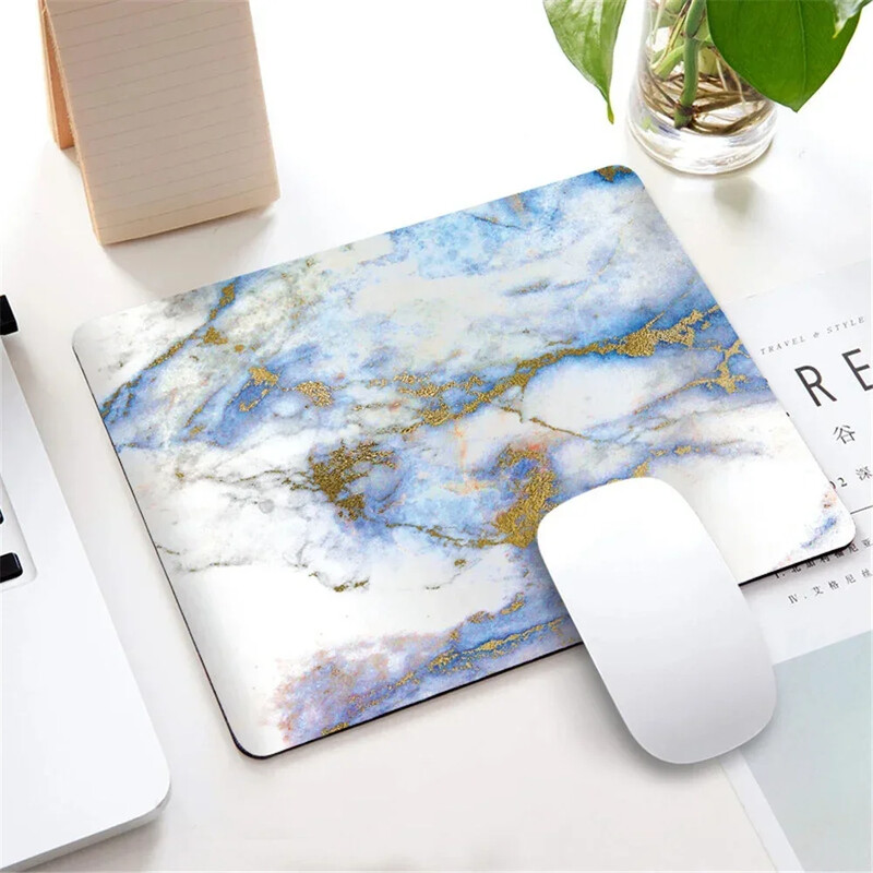 Mramorová podložka pod myš v severskom štýle, malá podložka pod myš pre počítač, notebook, obdĺžniková podložka pod myš s protišmykovou gumovou základňou, podložka pod stôl, príslušenstvo pre stôl