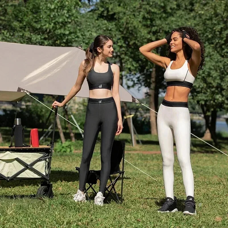 AL dievietes jogas uzvalks sporta elastīgs nabu atsegts ar augstu vidukli plāns fitnesa jogas sporta tērps krūšturis zeķubikses piemērotas sievietēm