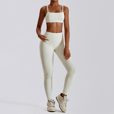 Nou set de yoga 2 piese Trening pentru femei antrenament fără sudură Îmbrăcăminte sport Sală de gimnastică cu talie înaltă Jambiere de fitness Costume sportive de înaltă calitate