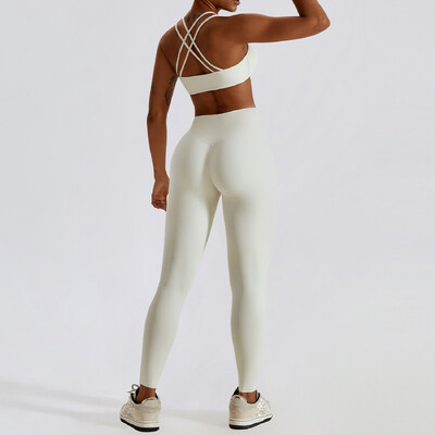 Nou set de yoga 2 piese Trening pentru femei antrenament fără sudură Îmbrăcăminte sport Sală de gimnastică cu talie înaltă Jambiere de fitness Costume sportive de înaltă calitate