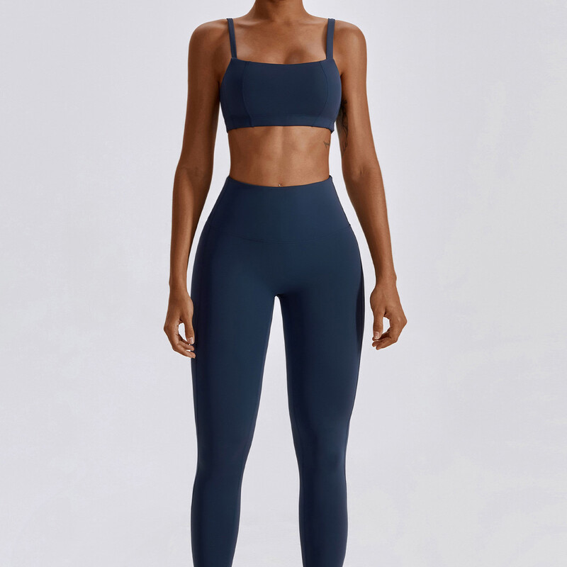 Nou set de yoga 2 piese Trening pentru femei antrenament fără sudură Îmbrăcăminte sport Sală de gimnastică cu talie înaltă Jambiere de fitness Costume sportive de înaltă calitate