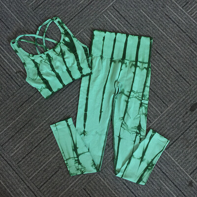 Îmbrăcăminte sport pentru femei, fără sudură, ținute de exercițiu, vopsea cravată, fitness, costume de yoga, jambiere elastice cu talie înaltă, treninguri de antrenament, set de yoga