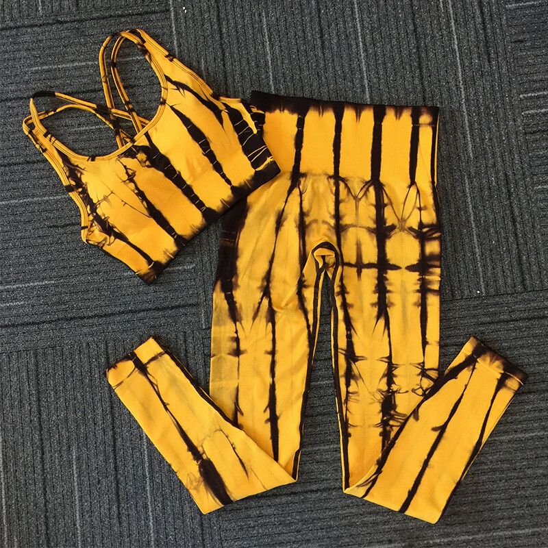 Îmbrăcăminte sport pentru femei, fără sudură, ținute de exercițiu, vopsea cravată, fitness, costume de yoga, jambiere elastice cu talie înaltă, treninguri de antrenament, set de yoga