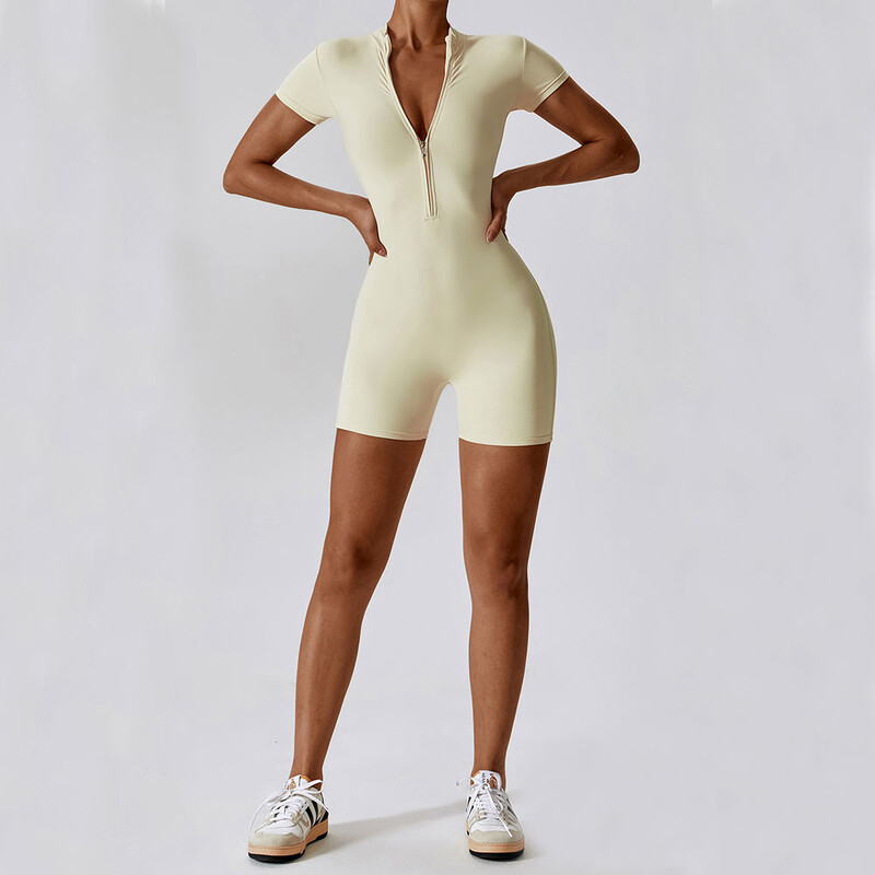 Nyári jóga jumpsuit rövid ujjú cipzáras sportruházat tornatermi fitnesz sporttestek női táncos futás edzés ruhák jóga öltöny